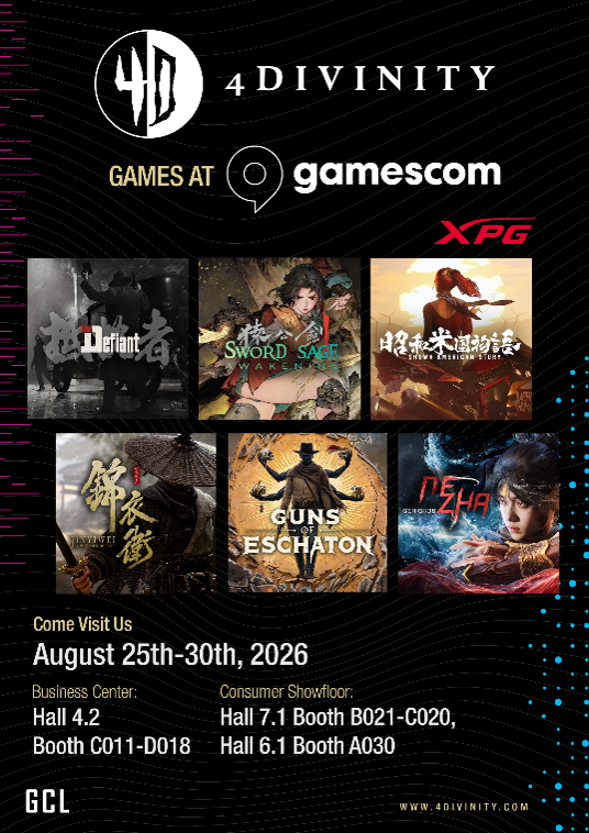 GCL’s Publishing Arm 4Divinity Announces ADATA’s XPG as Premier Sponsor at gamescom 2026