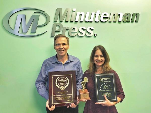Minuteman Press Franchise Brampton Ontario - Bill Chapman and Christiane Deschenes with Awards