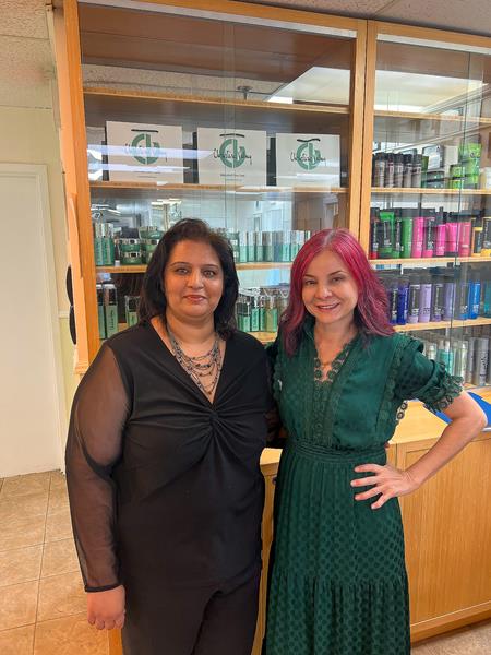 Vanessa, Head of Education, with Habiba, Assistant Director of Christine Valmy International School of Esthetics & Cosmetology