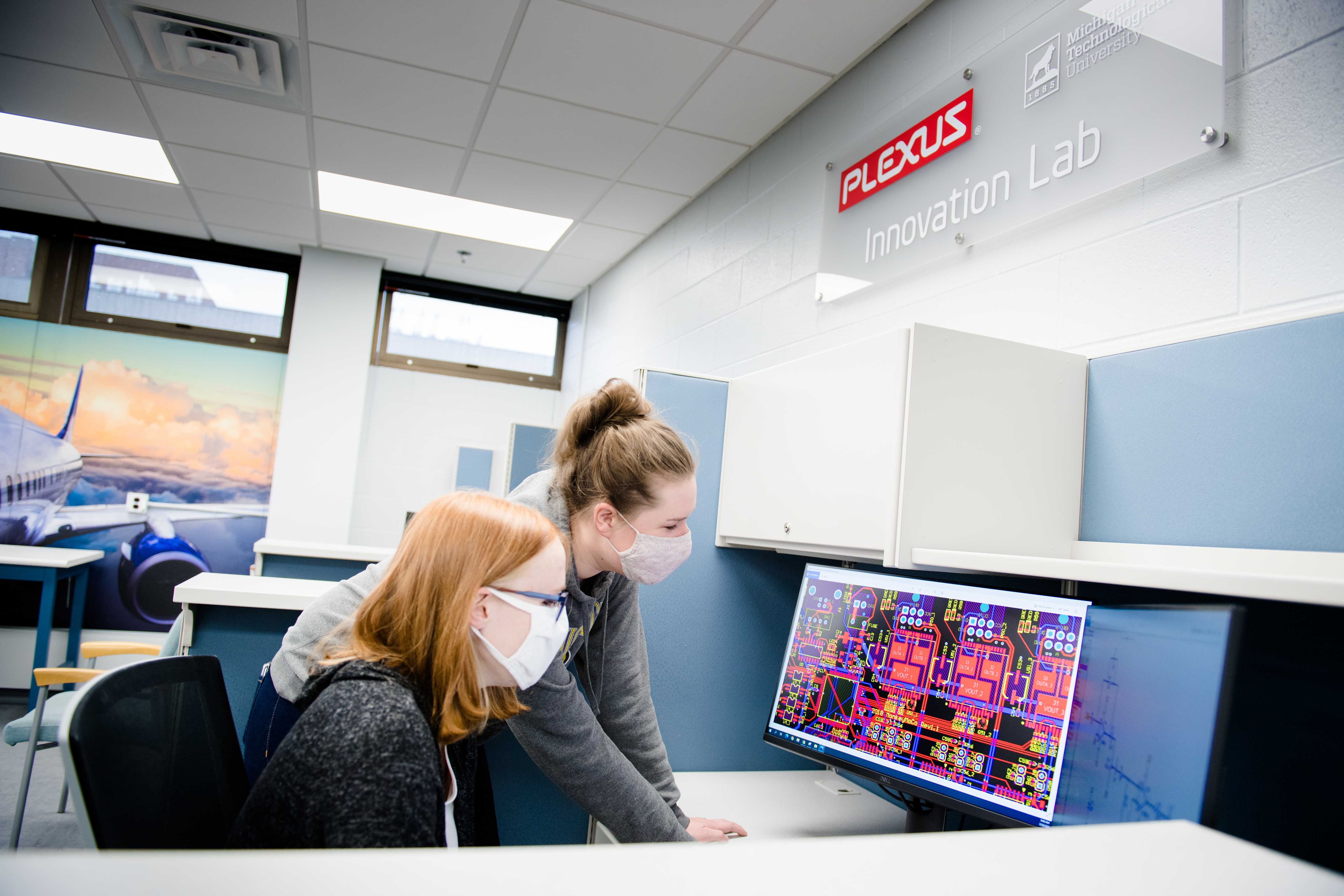 Michigan Tech students in the new maker space