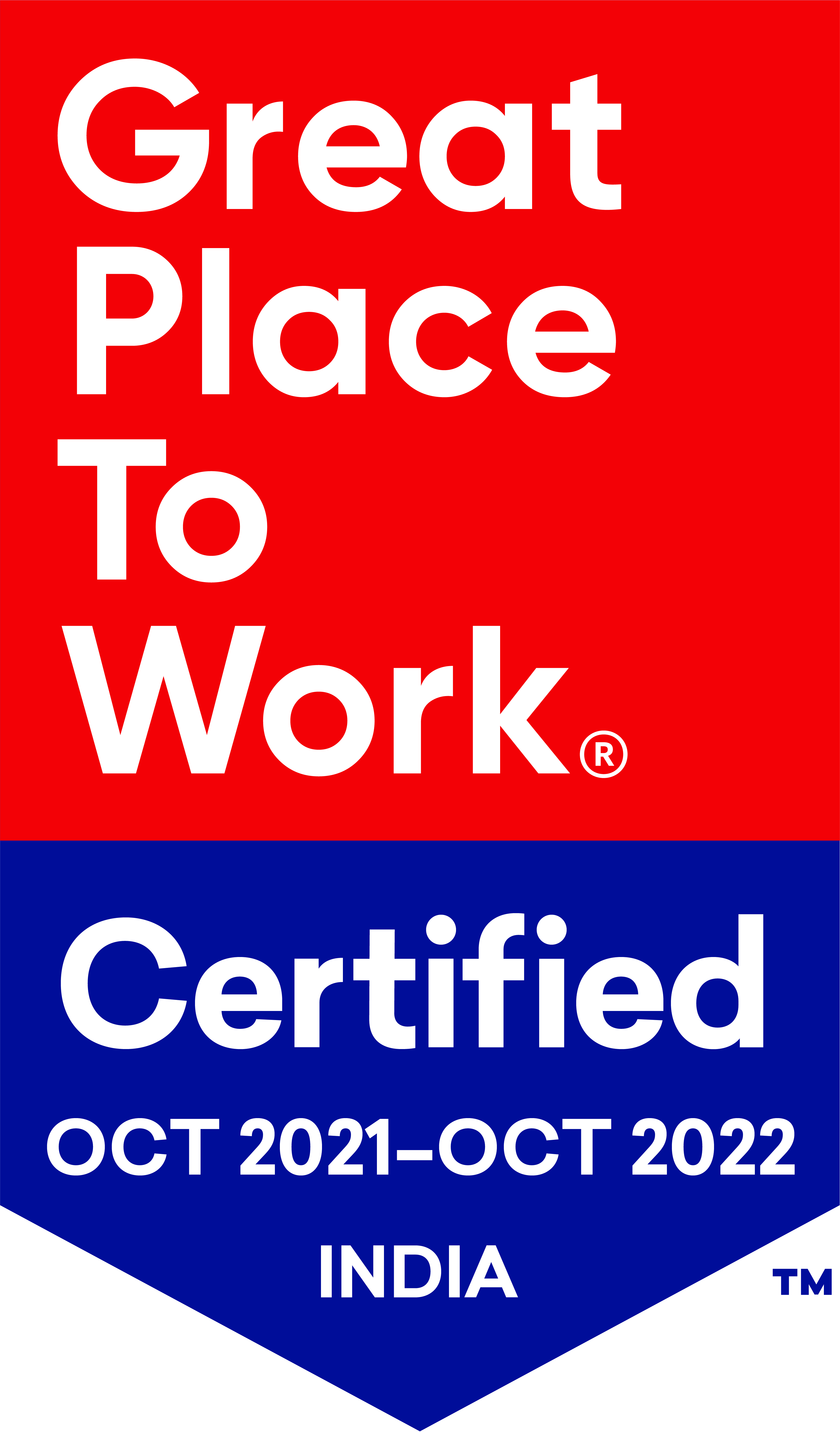 Great Place to Work India Certification Badge