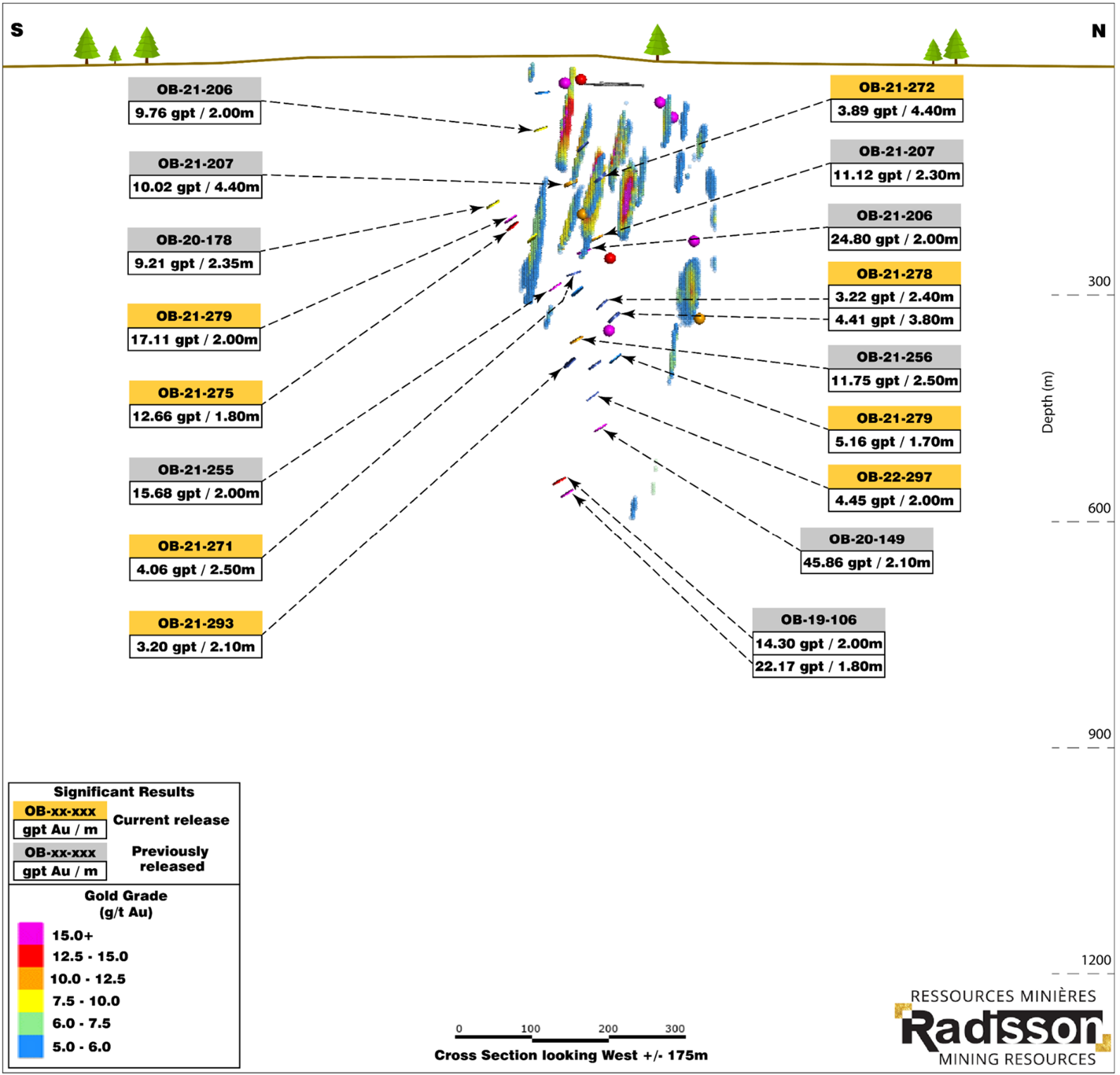 O'Brien Gold Project: Trend #3 cross section