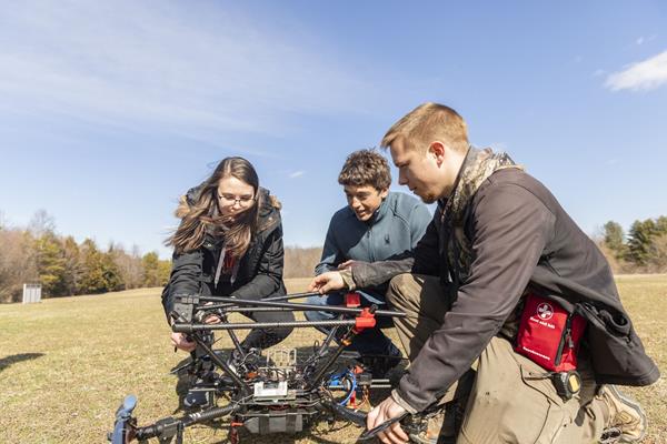 UVA Engineering-VA Tech Students Test Aerial Drones in Preparation for International Robotics Competition. Photo credit UVA Engineering / Stacey Evans