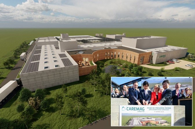 Caremag Facility, one of the world’s largest heavy rare earth separation plants, and groundbreaking ceremony with JOGMEC in March 2025 (inset)