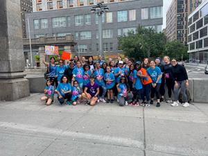 Volunteers and participants of the TransPerfect-sponsored Girls on the Run celebration in New York City