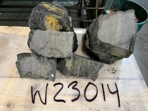 Wedge Sample #W23014 XRF Results (0.53% Cu, 7.54% Pb, 30.96% Zn) (Ag & Au TBD)