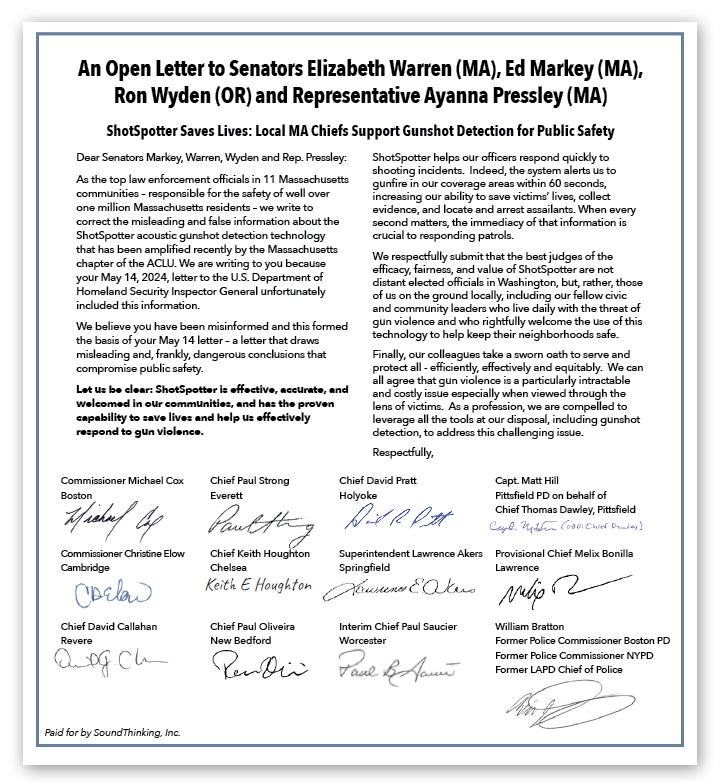 ShotSpotter Saves Lives Letter