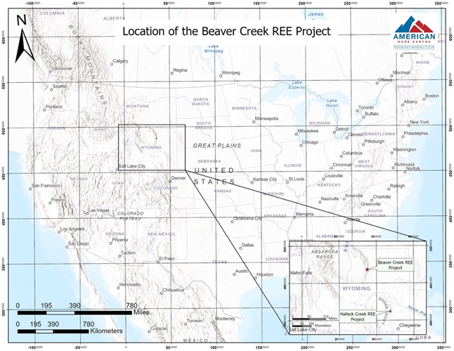 Figure 1. General location of the Beaver Creek REE project