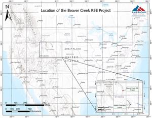 Figure 1. General location of the Beaver Creek REE project