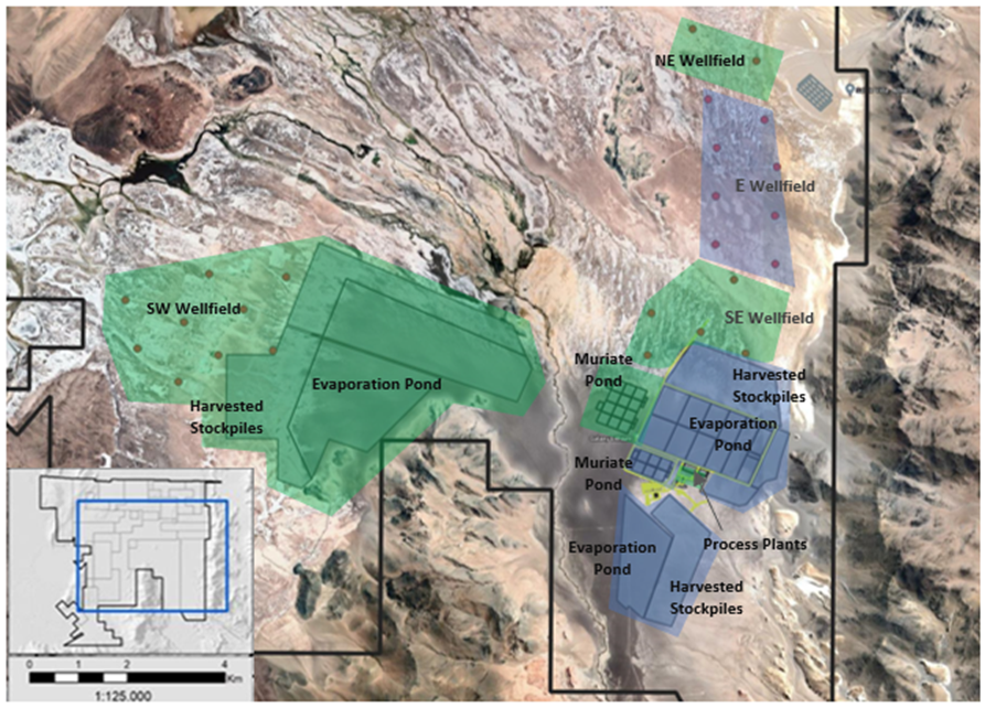 Site layout for Stage 1 (blue) and Stage 2 expansion (green)