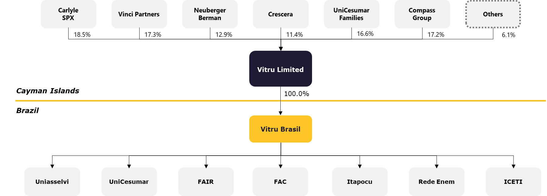 Vitru Group simplified structure prior to the Proposed Transaction
