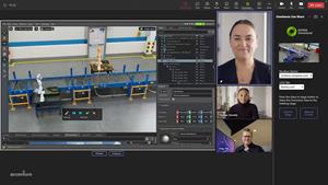 Accenture demos shows people collaborating in real time in Microsoft Teams on a factory scene in NVIDIA Omniverse.
