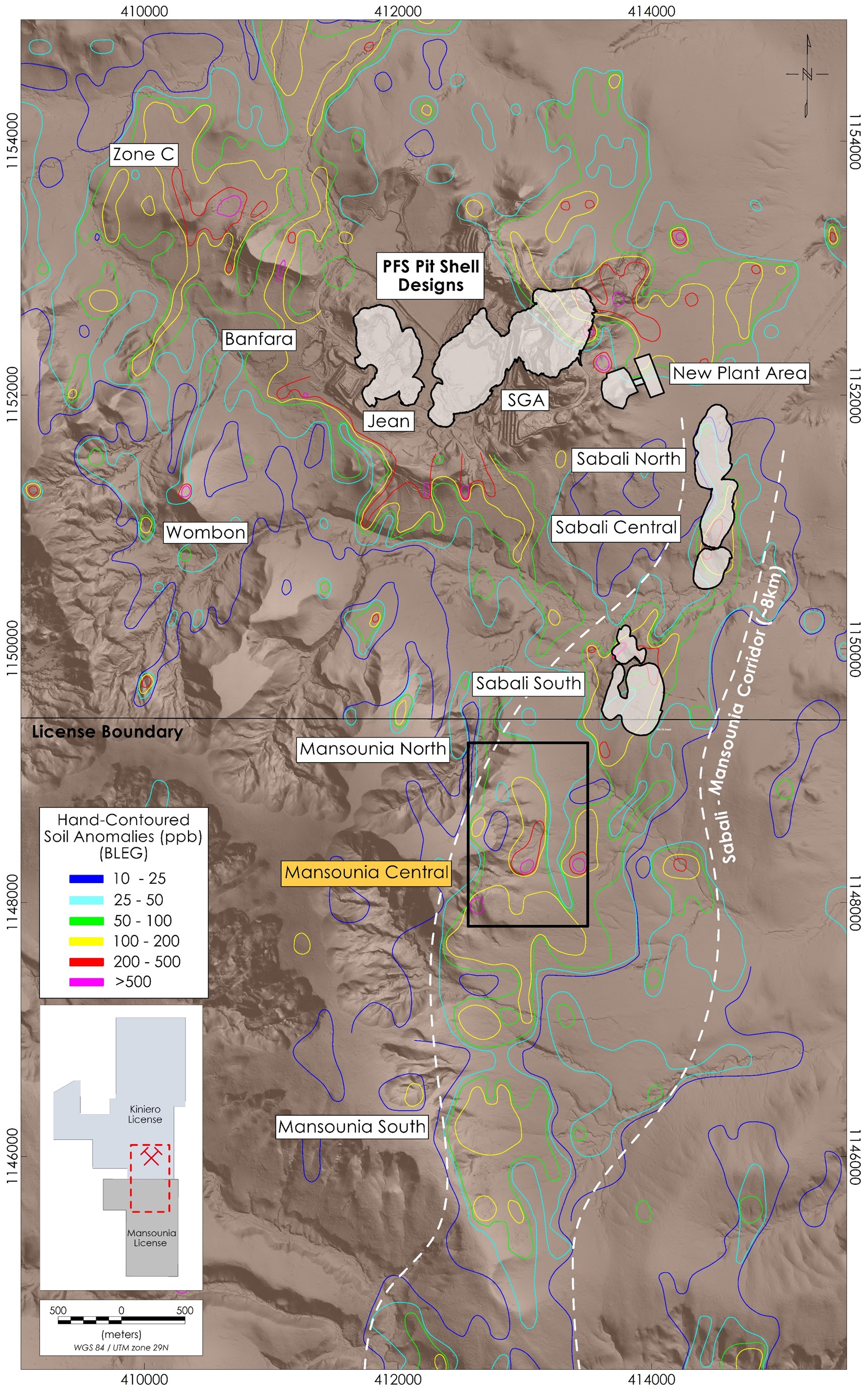 Soil Anomalies at the Kiniero Gold District