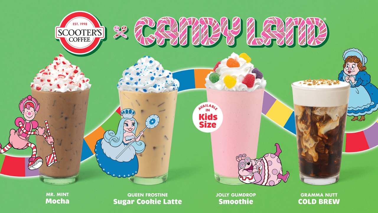 Holiday Menu Items Featuring CANDY LAND® Characters at Scooter's Coffee®