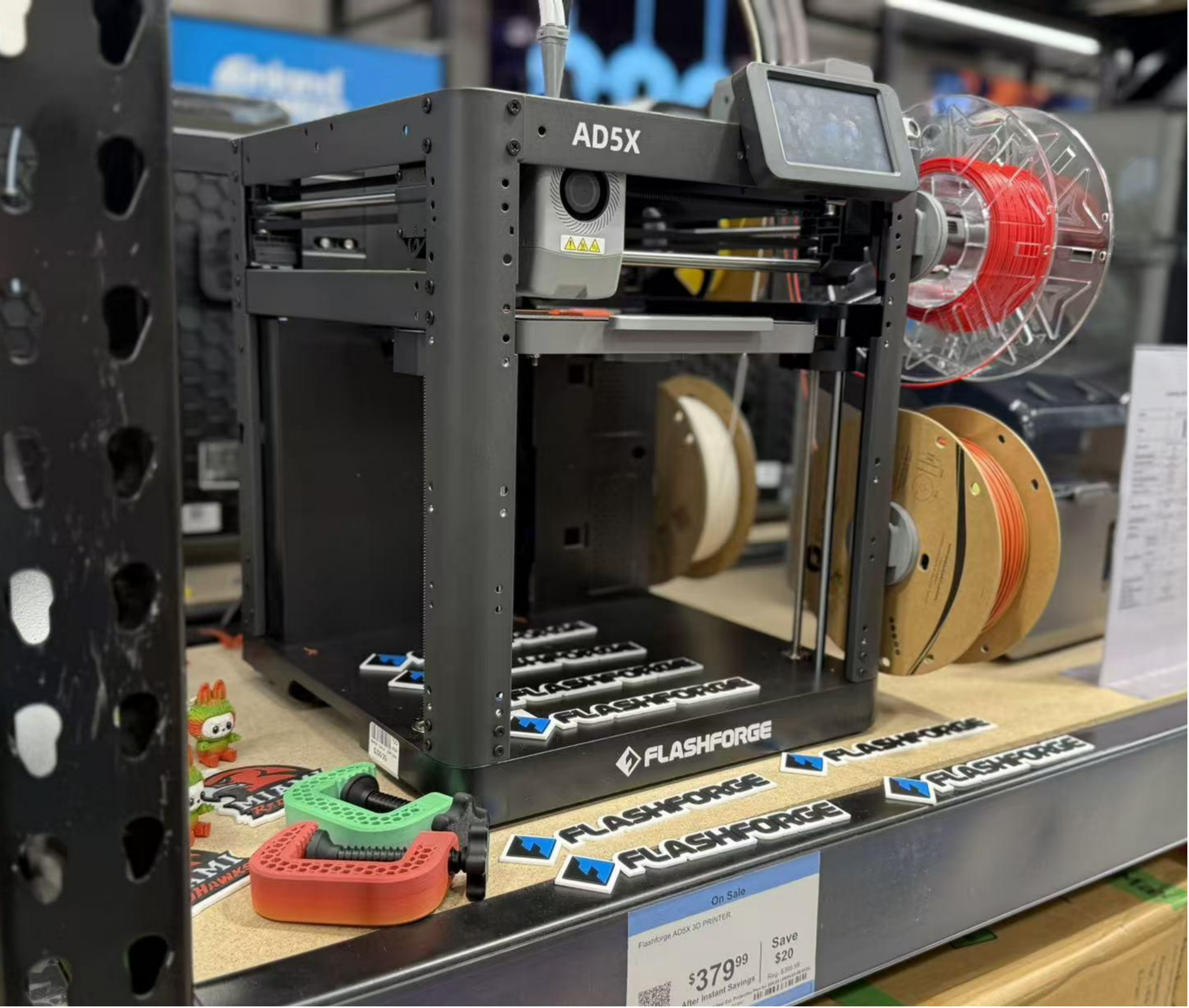 Display of the Flashforge AD5X Multi-Color FDM 3D Printer at Micro Center