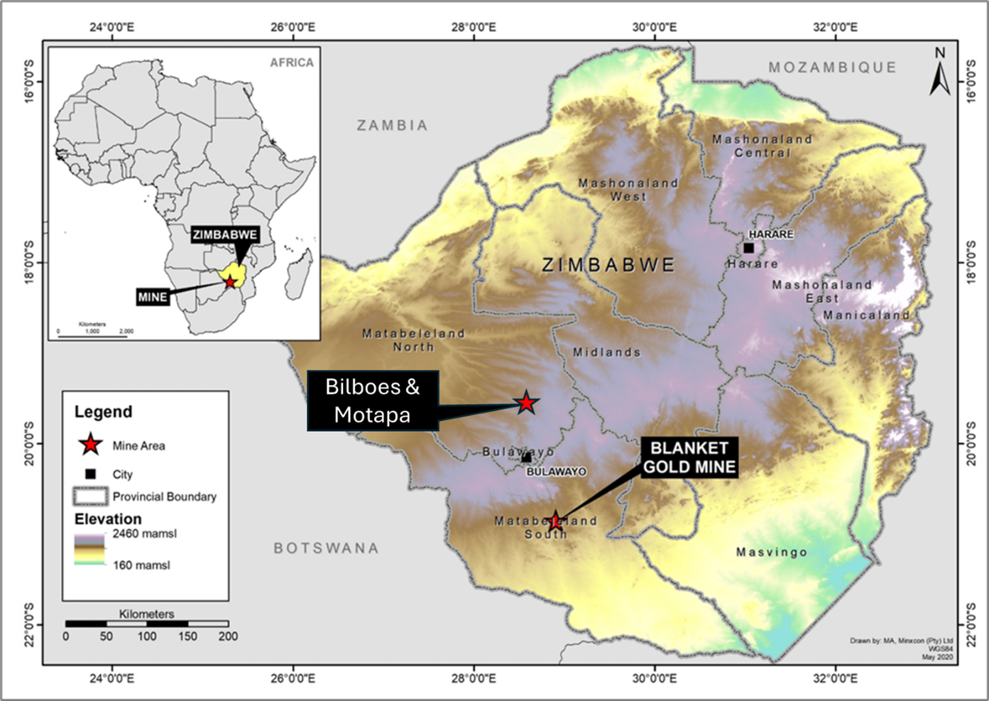 General Locality of the Motapa Exploration Project, Zimbabwe.