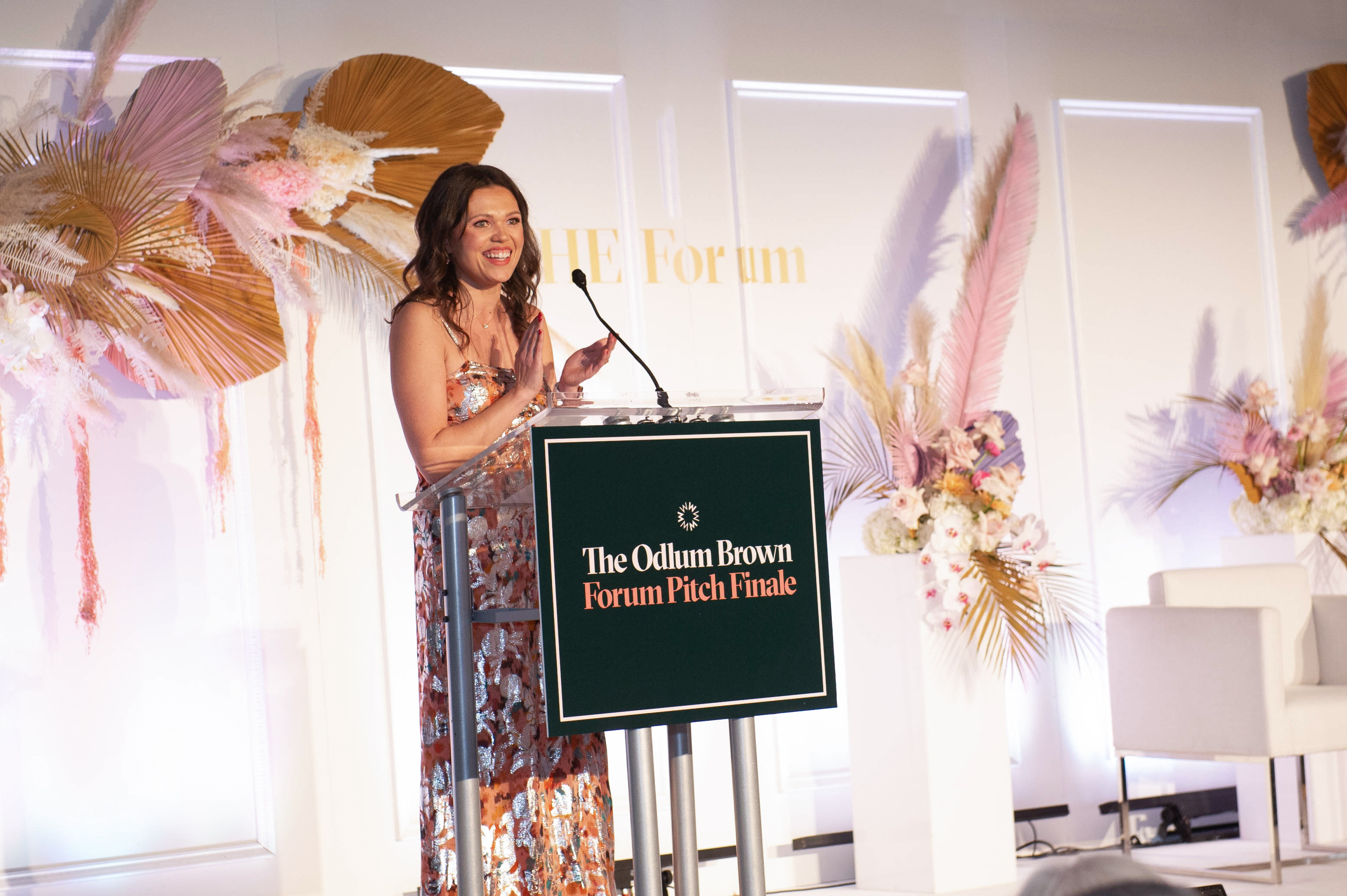 The Forum’s CEO, Paulina Cameron, congratulates this year’s prize recipients of The Odlum Brown Forum Pitch Finale at the Fairmont Hotel Vancouver on 