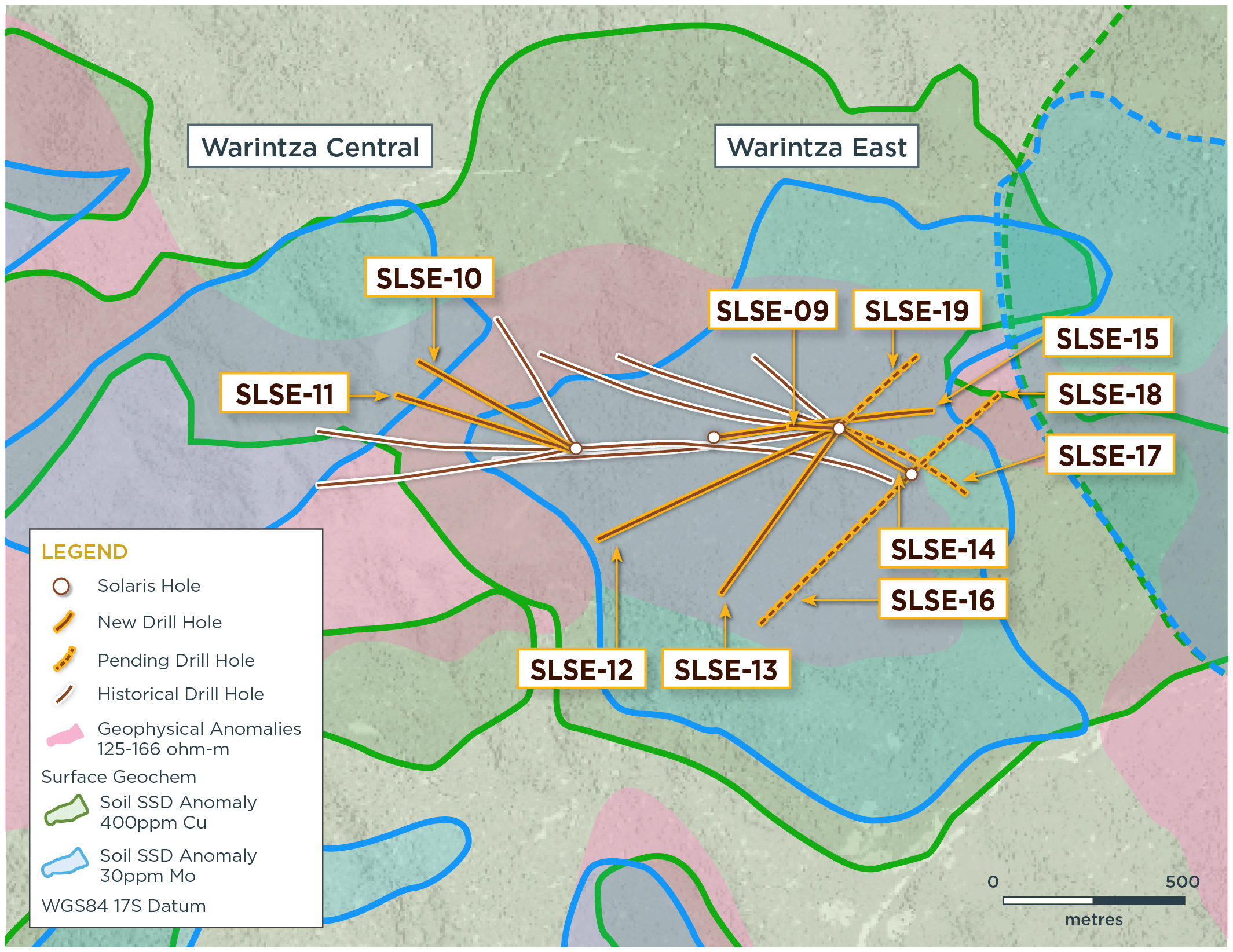 Figure 1 – Plan View of Warintza East Drilling Released to Date