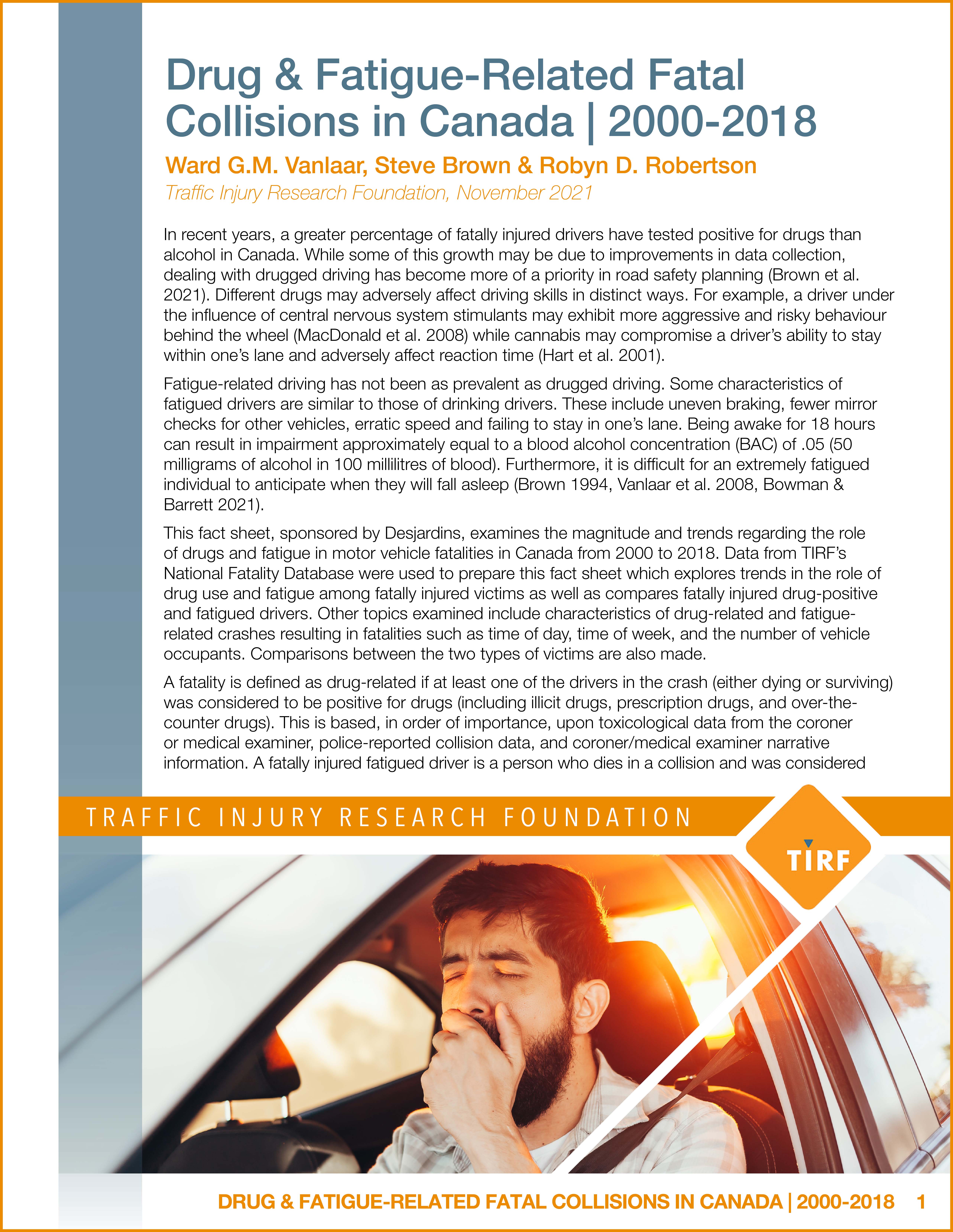 Drug & Fatigue-Related Fatal Collisions in Canada | 2000-2018