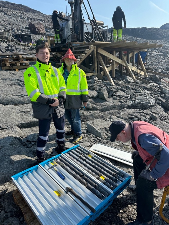 2025 Diamond Drill Hole drill core DDH25-02 with Company Geologists