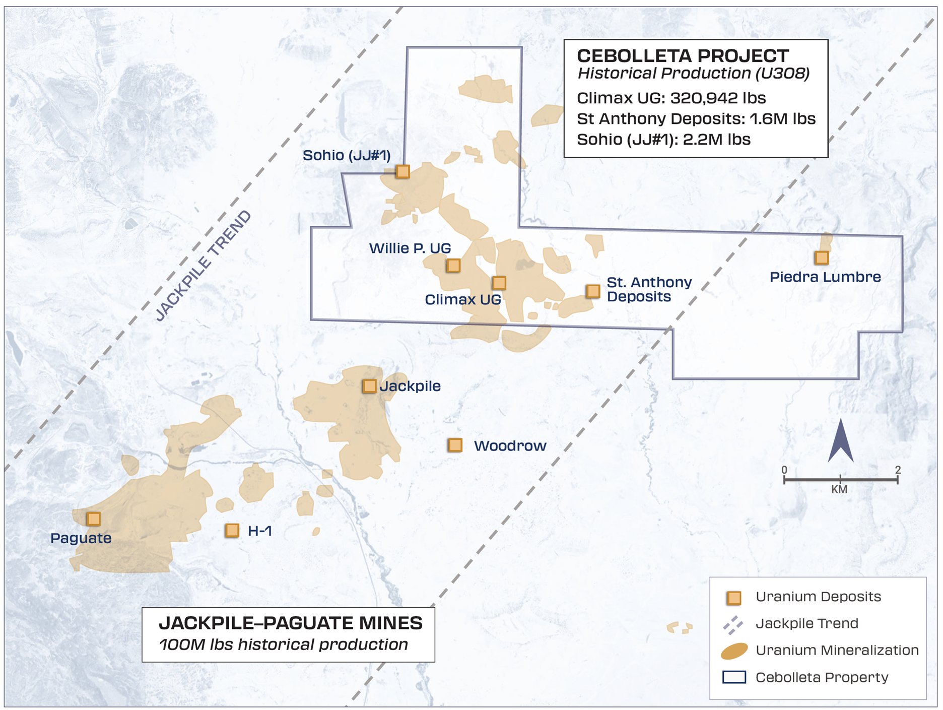 Location of the Cebolleta Project and Known Uranium Deposits