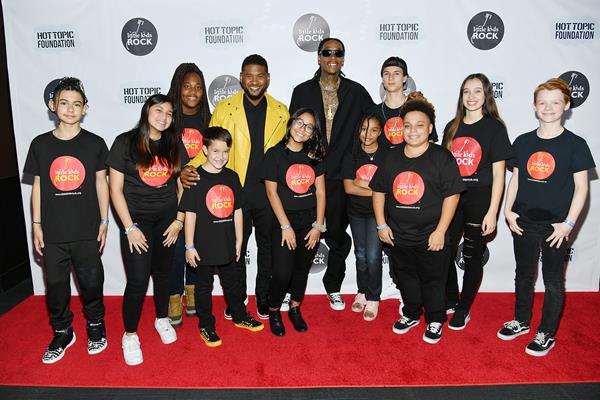 Usher and Wiz Khalifa Pose with Little Kids Rock Students 