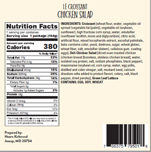 Packaging Label of Recalled Items