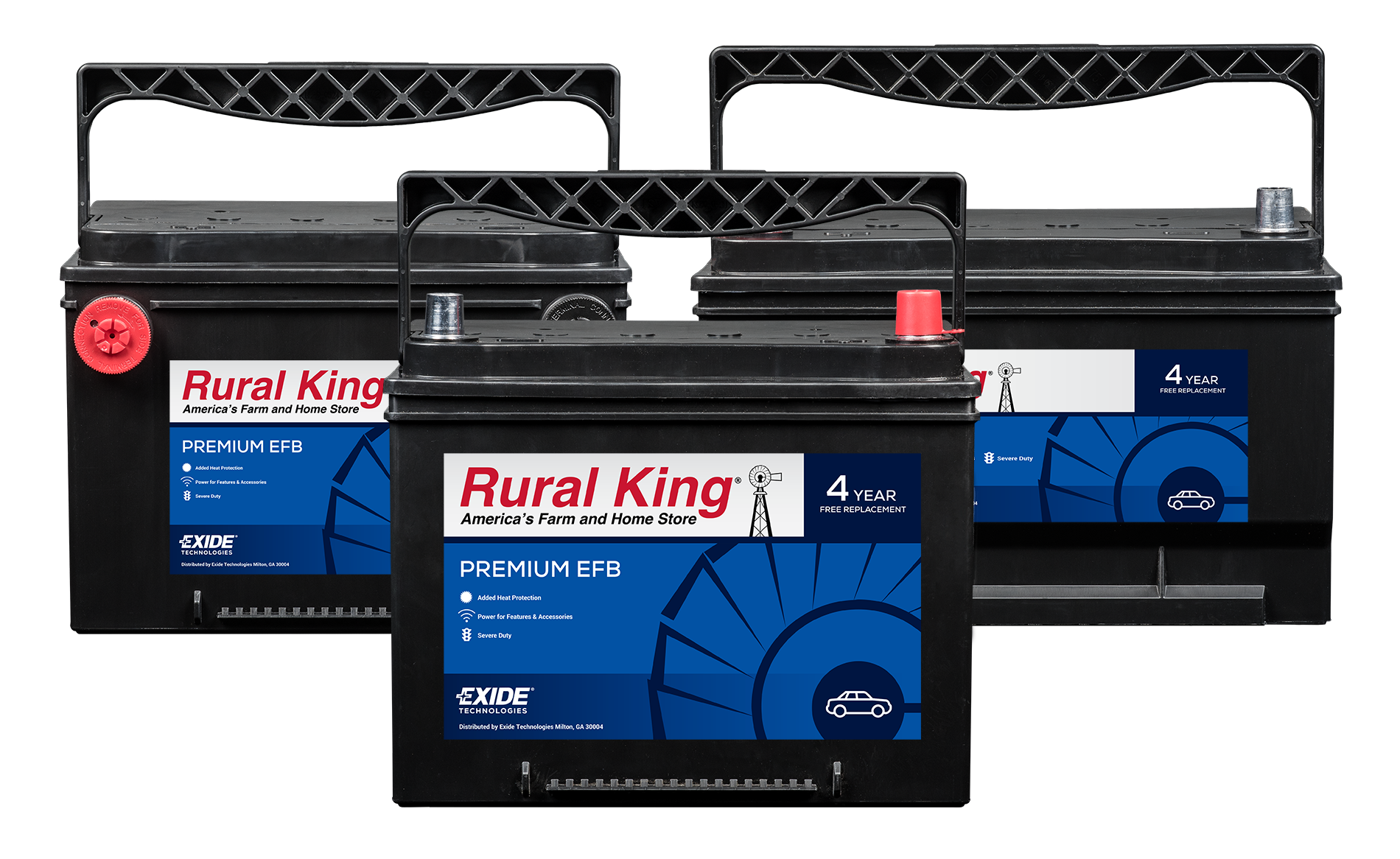 Exide Enhanced Flooded Batteries (EFB) automotive batteries are now available at Rural King locations across the country under the Rural King Premium EFB brand name