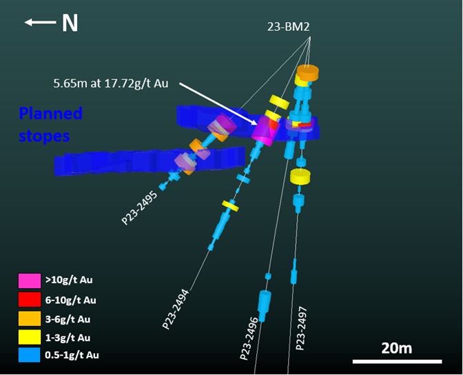 3D-cross section of drill holes from pad 23-BM2.