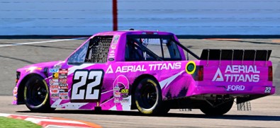 The #22 Aerial Titans Ford - honoring Breast Cancer Awareness Month - driven by Josh Reaume