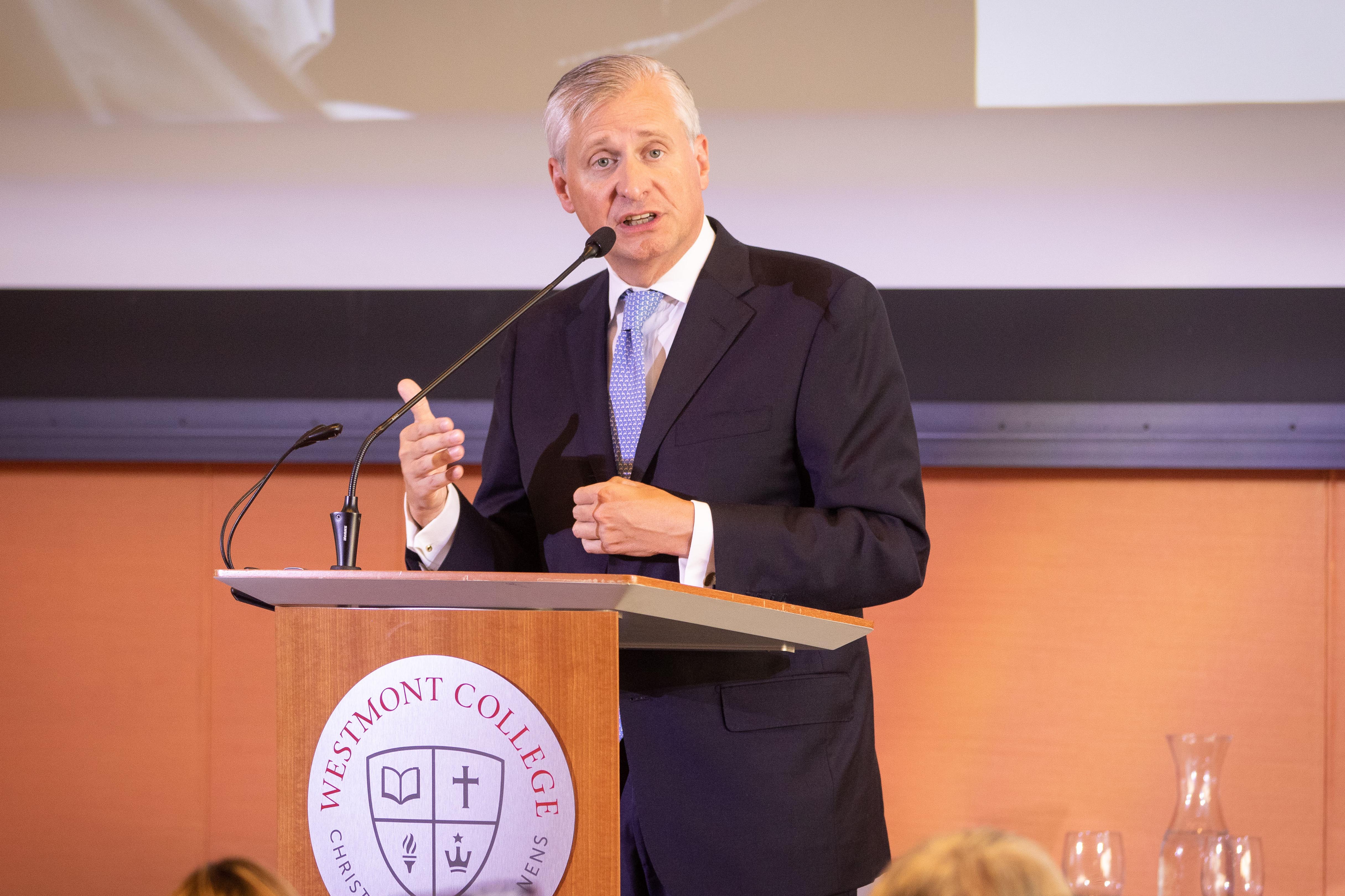 Jon Meacham spoke at Westmont College in 2019. 