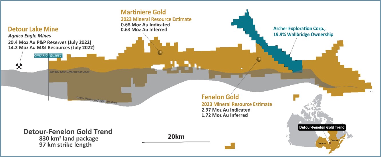 Wallbridge’s Detour-Fenelon Gold Trend land package