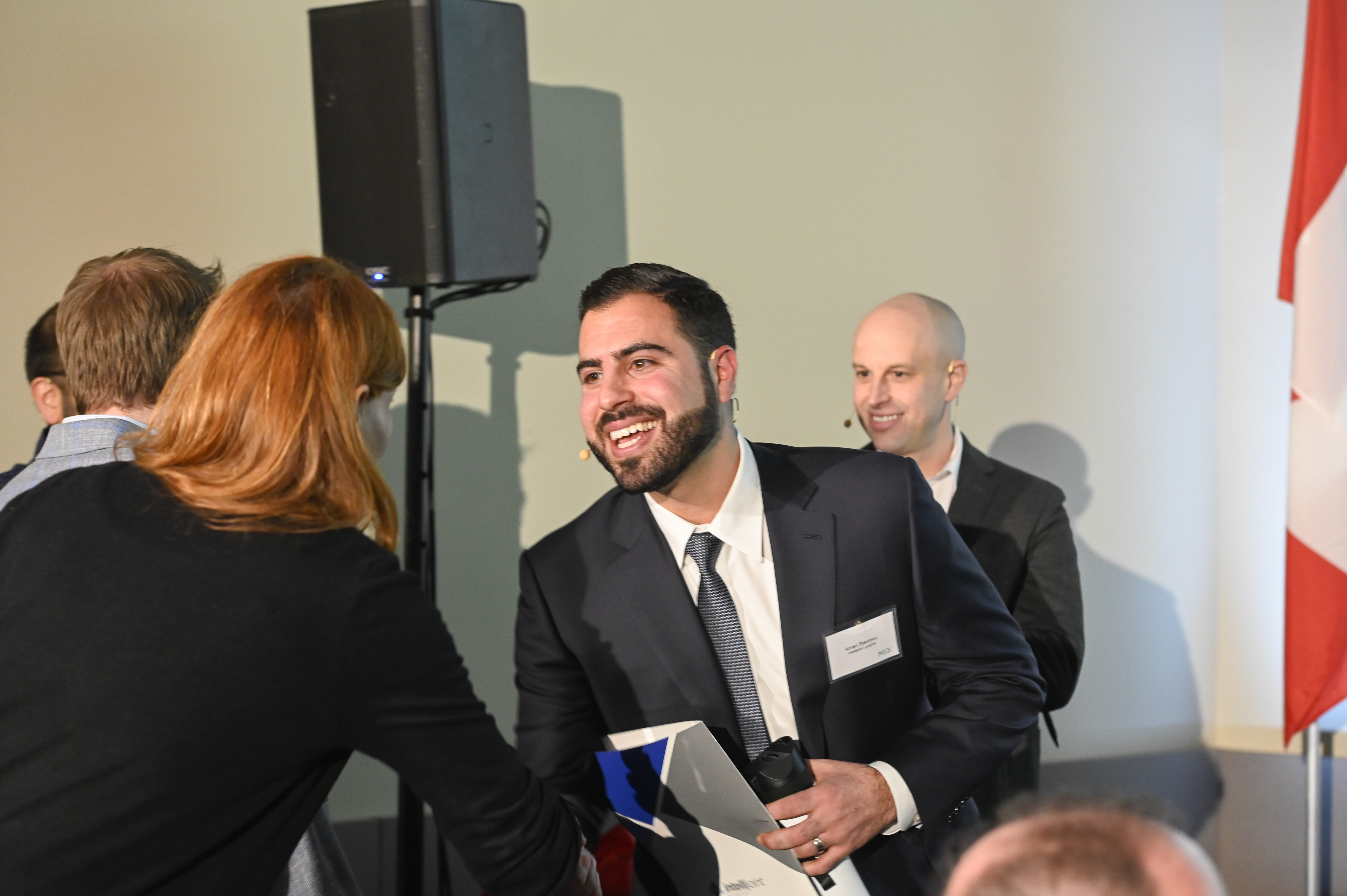 Armen Bakirtzian, Intellijoint Surgical CEO and MIX founder, welcomes industry leaders to the MIX Grand Opening Roundtable, Kitchener, Ontario, Friday, January 10, 2020.  The Canadian Press Images PHOTO/Intellijoint Surgical Inc.