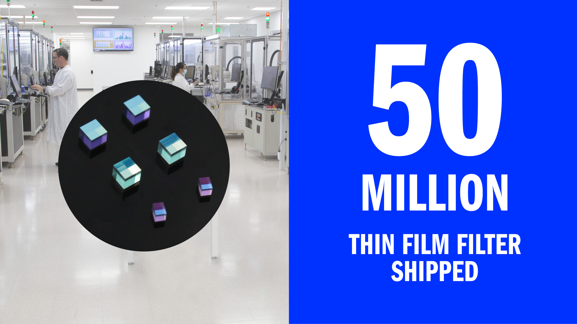 Coherent Advanced Coating Center in Santa Rosa, California, has shipped its 50 millionth thin-film filter, marking a major milestone in the company’s 25-year history of precision optical innovation.