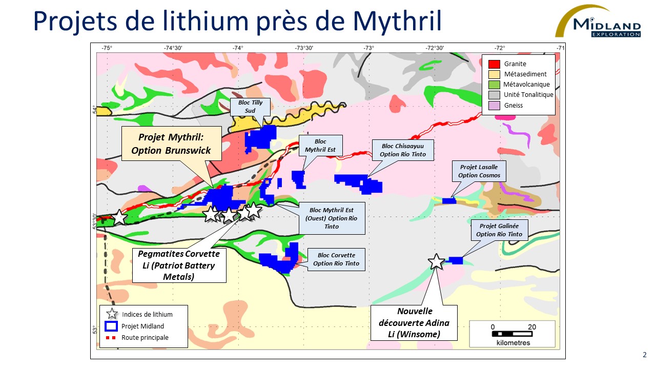 Figure 2 Projets de lithium près de Mythril