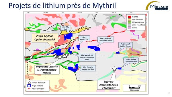 Figure 2 Projets de lithium près de Mythril