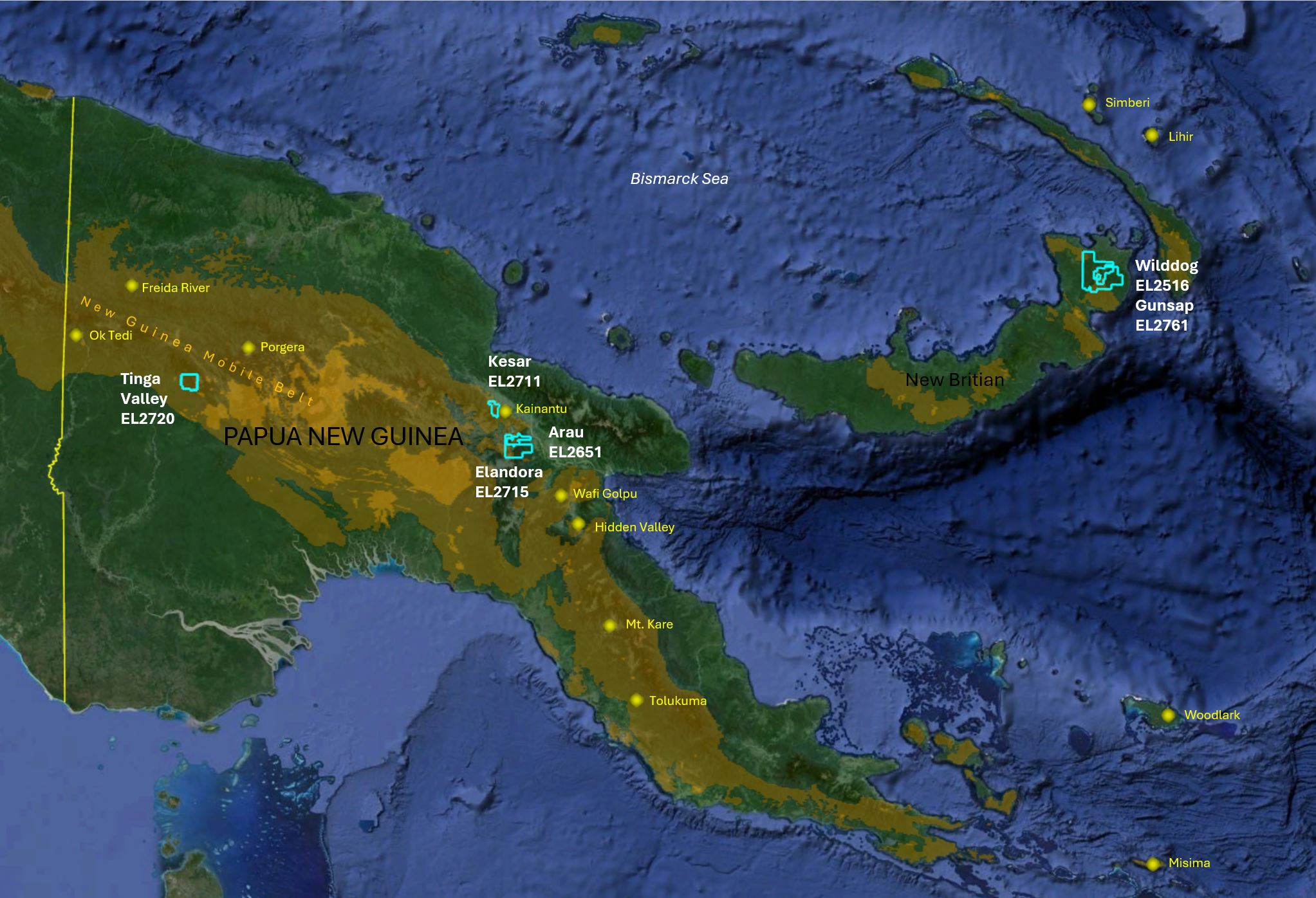 Figure 1: Great Pacific Gold’s Papua New Guinea Properties.