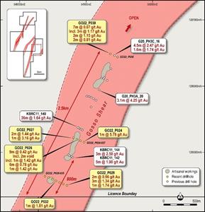 Gosso showing Toubani drilling location and results