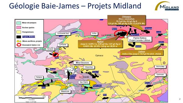 Figure 2 Géologie Baie-James-Projets Midland