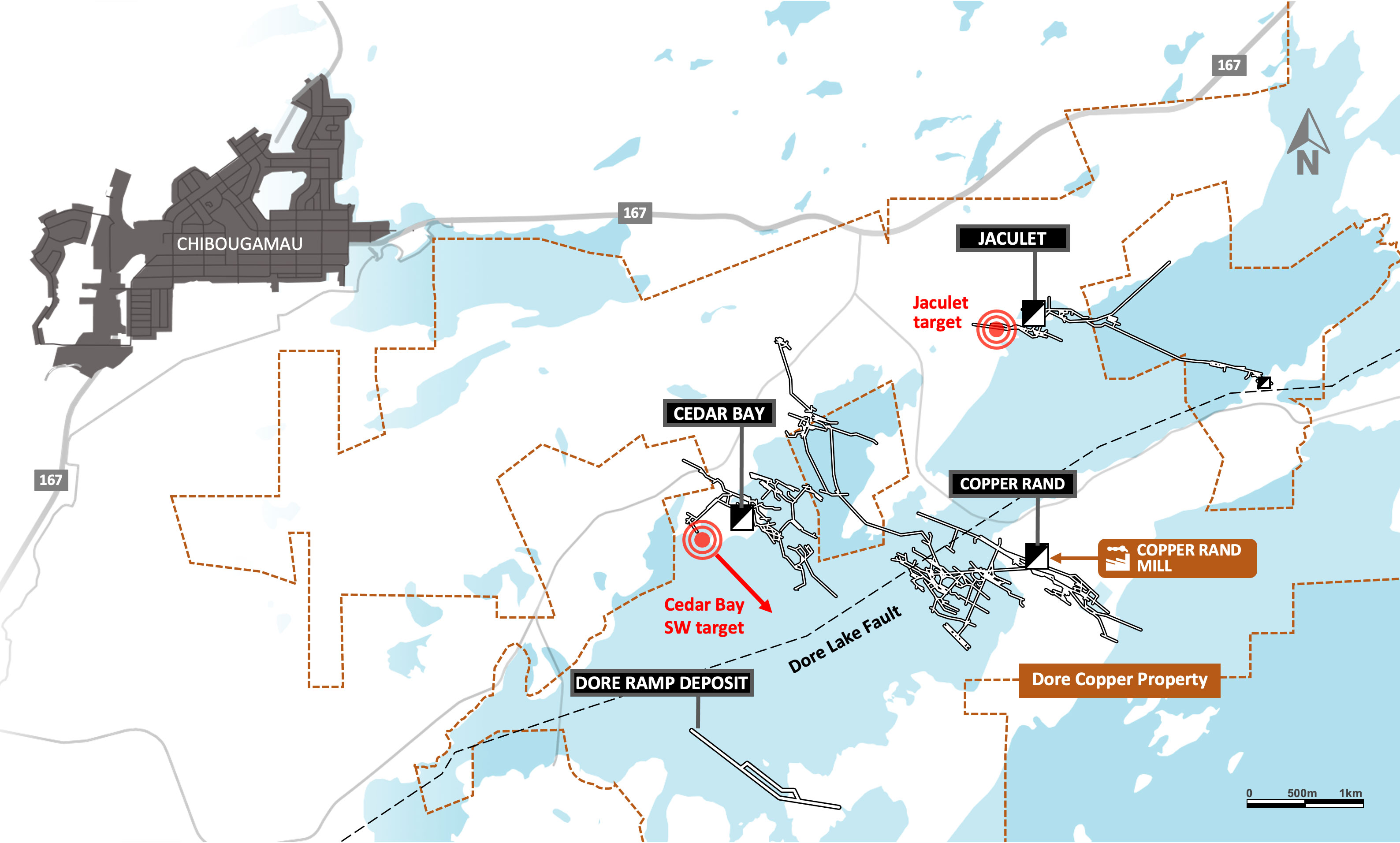 Figure 1_Plan View of Copper Rand Property Showing the Jaculet and Cedar Bay SW Targets