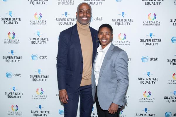 (Adam Frazier for Silver State Equality) - Silver State Equality State Director André C. Wade and Nevada Senator Dallas Harris (D-Las Vegas) attend the inaugural 2019 Nevada Equality Awards at Jimmy Kimmel's Comedy Club in Las Vegas, NV, on November 6, 2019.