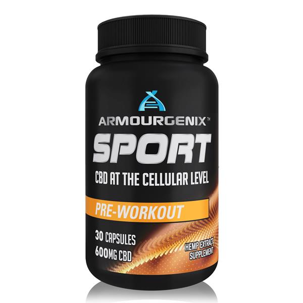 Armourgenix™ Sport Pre-Workout Formula with 600 mg. of CBD per bottle, which should be taken before working out or as an energy booster. It is now on sale at VitaBeauti.com.