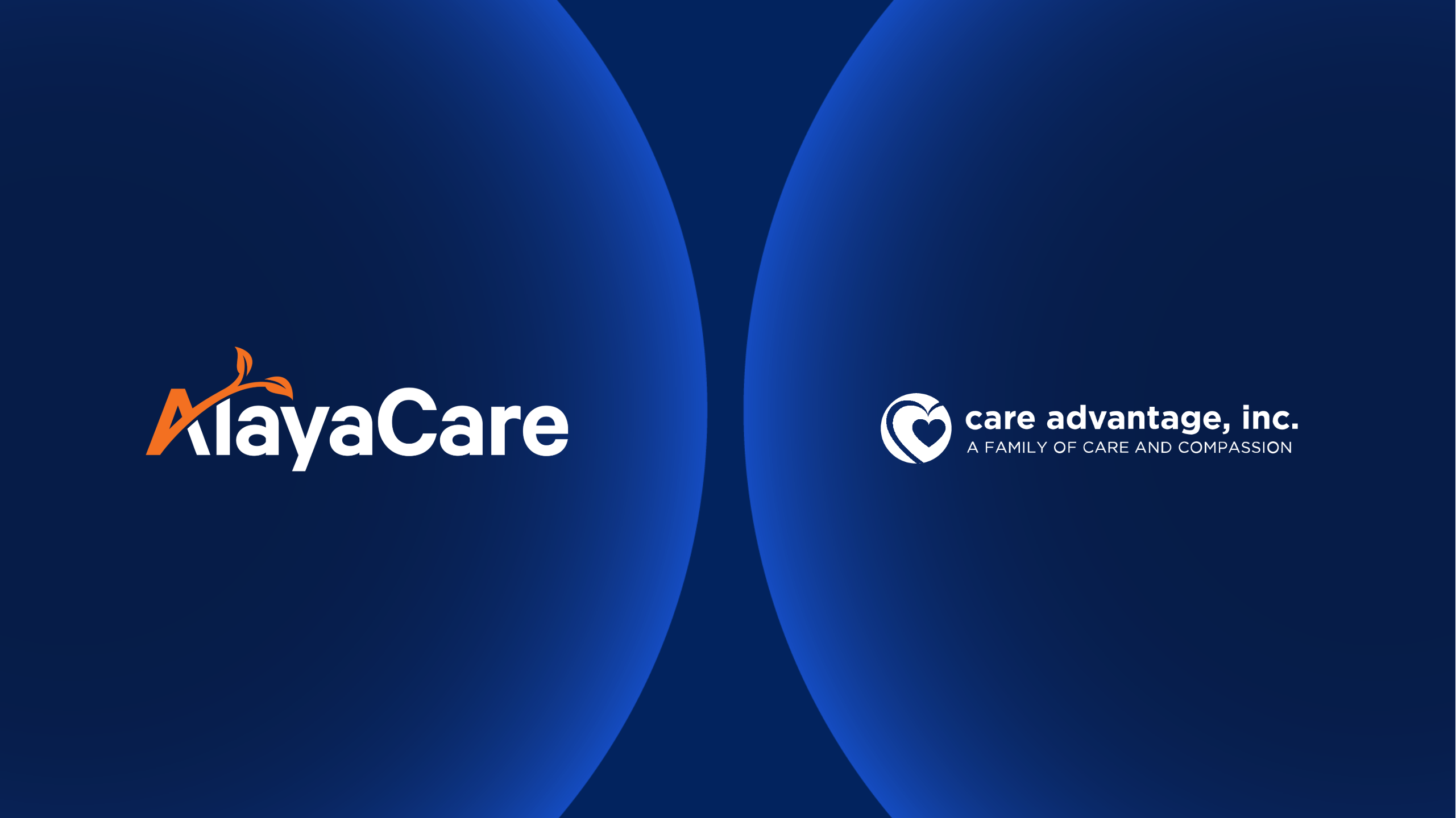 AlayaCare and Care Advantage logos on blue background