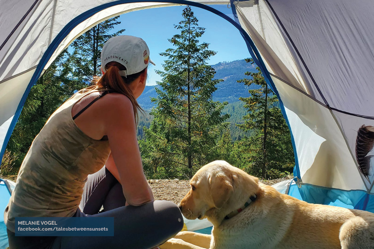 Hiker Melanie Vogel on the Kettle Valley Rail Trail in British Columbia