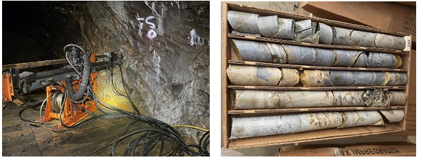 Figure 11: UG Drilling and core samples