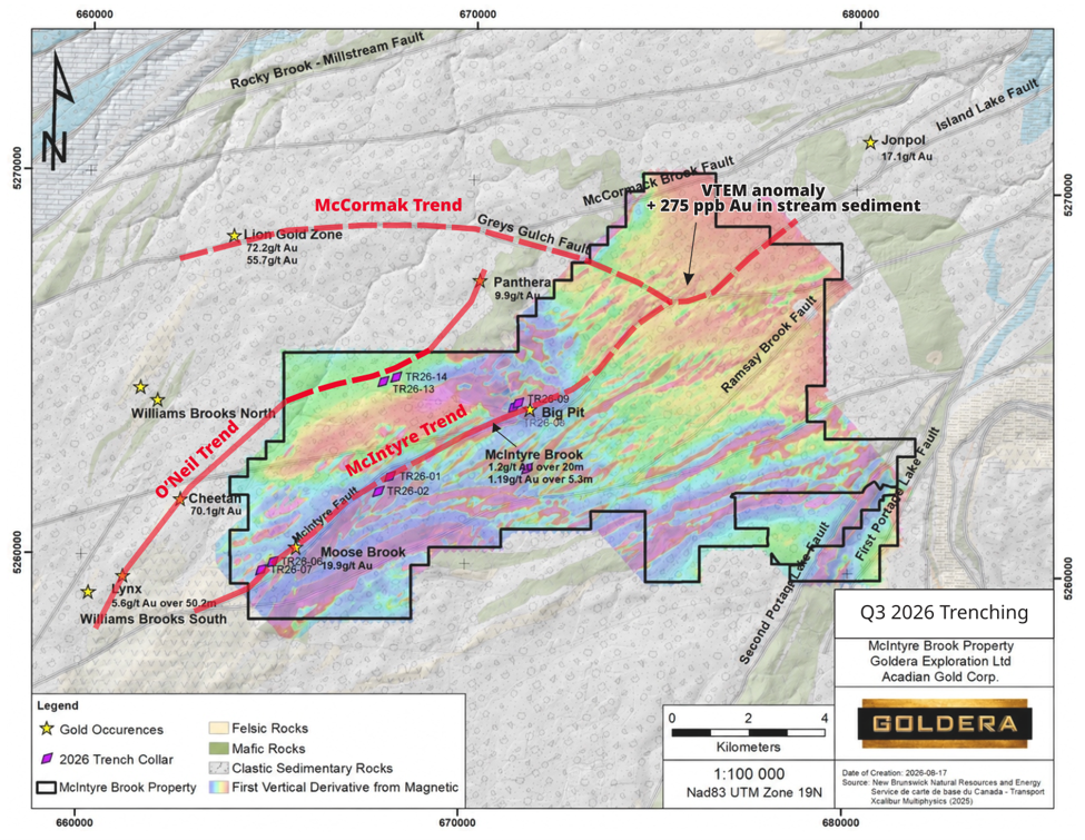 Mineralized Trends and Trenching at McIntyre Brook Project, New Brunswick
