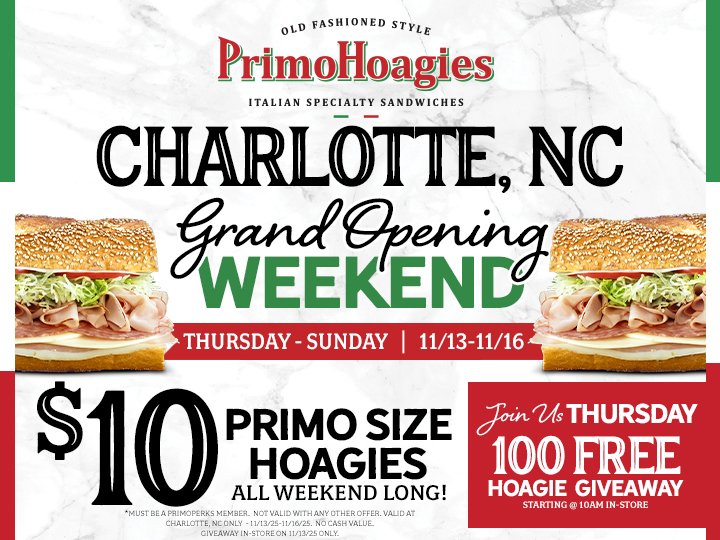 PrimoHoagies Brings Taste of Philly and Free Hoagies To Charlotte, NC With Grand Opening 