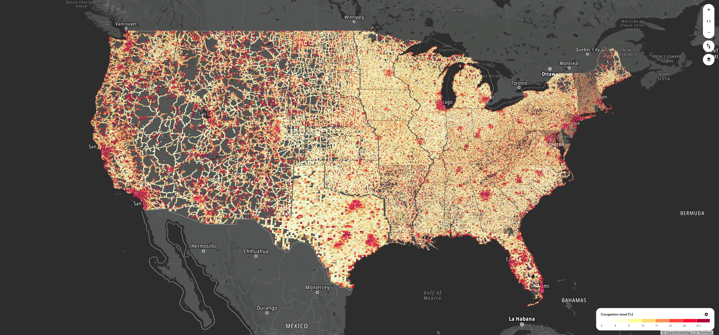 U.S. Among Least Congested Countries in World