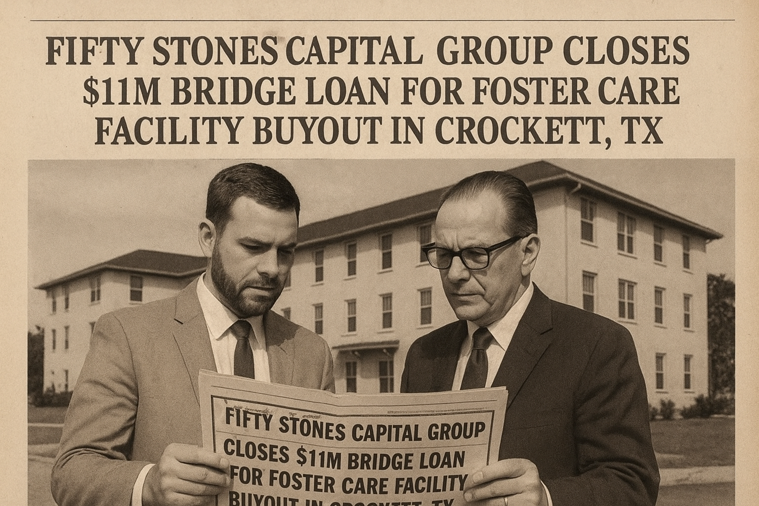 Fifty Stones Capital Group Closes $11M Bridge Loan for Foster Care Facility Buyout in Crockett, TX.