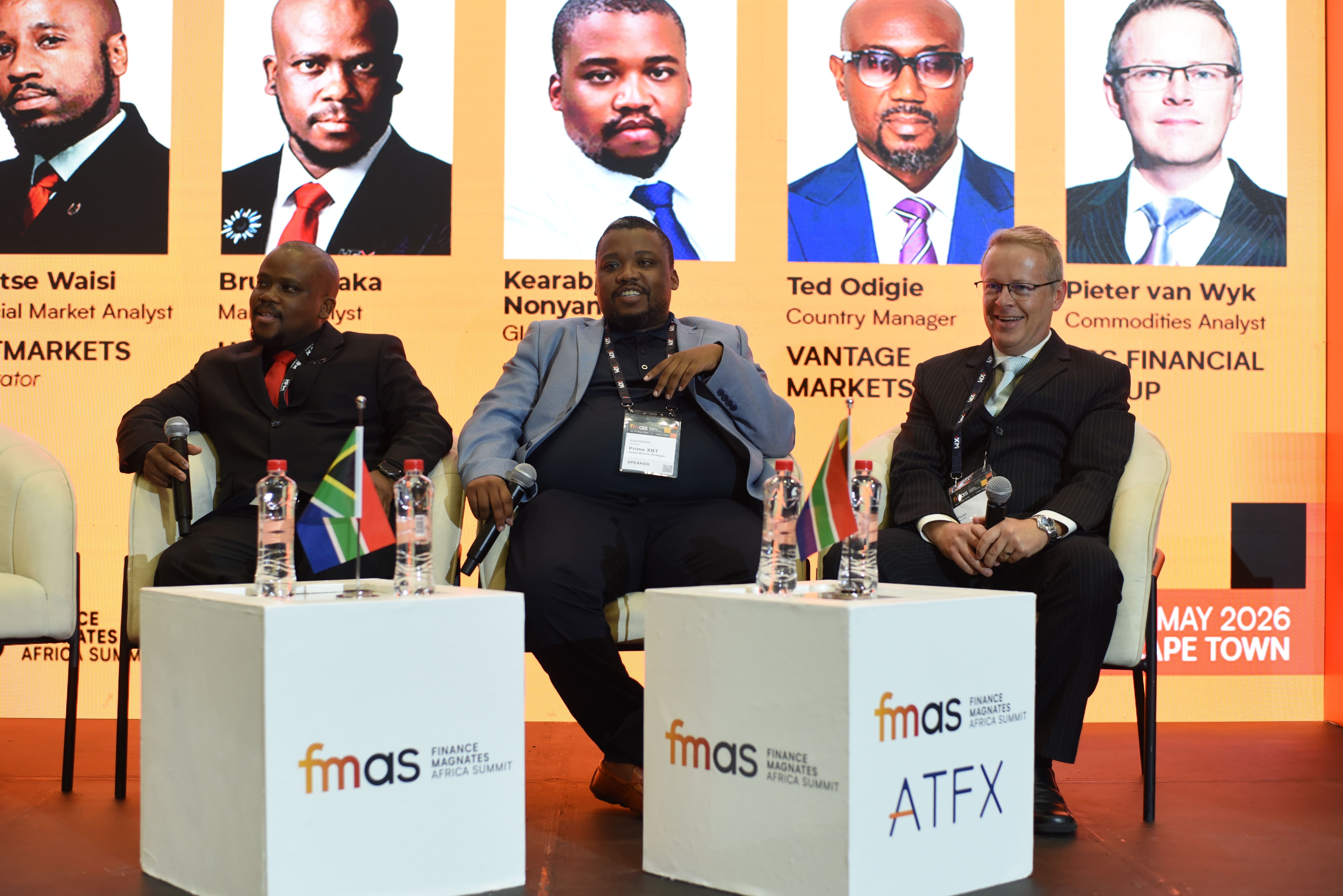 The 'Global Gold Rush' panel in session at FMAS 2026. Pieter van Wyk (EBC) on the right.